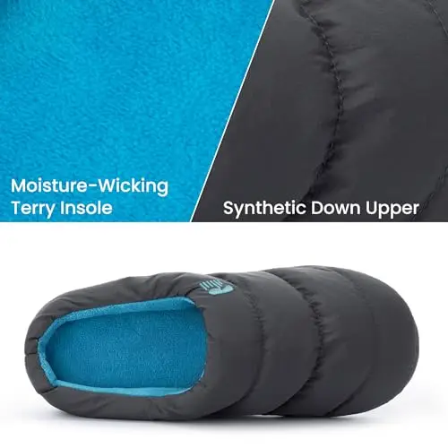 RockDove Pantofola da Campeggio Uomo con Schiuma Memory e Imbottita in Piuma, 46/47 EU, Grigio Scuro e Blu miniatura 3