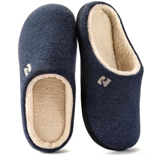 RockDove Pantofola Uomo Tipo Zoccolo con Schiuma Memory e Fodera in Pile Sherpa, 40/41 EU, Blu Navy