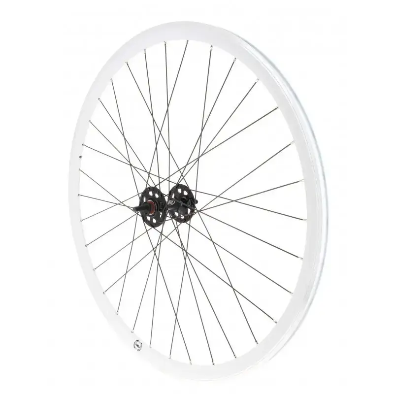 Ruota anteriore fixie cerchio bianco mozzo nero Rodi
