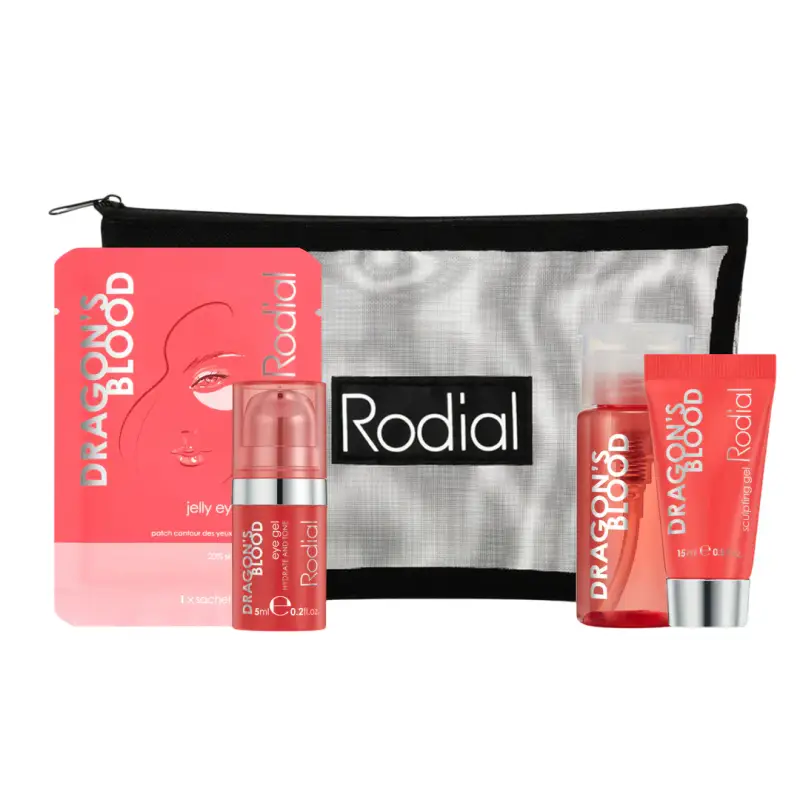 Little Luxuries Kit Set Rodial Dragon's Blood, purificante, acqua micellare, per tutti i tipi di pelle, 100 ml + gel per gli occhi, 15 ml + gel, per