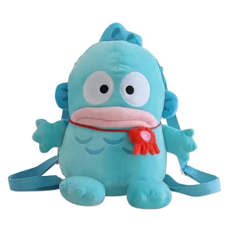 Roffatide Anime Cartoon Carino Hanton Brutto Pesce Peluche Zaino Kawaii Lolita JK Borsa Donna Regali di Compleanno Blu