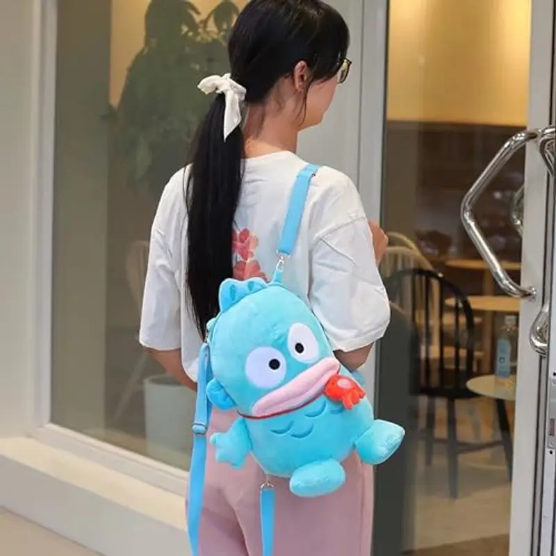 Roffatide Anime Cartoon Carino Hanton Brutto Pesce Peluche Zaino Kawaii Lolita JK Borsa Donna Regali di Compleanno Blu miniatura 3
