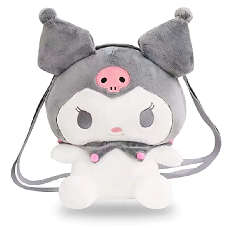 Roffatide Anime Cartoon Cute Kuromi Plush Doll Backpack Kawaii Lolita JK Girls Bag Birthday Gifts Grey