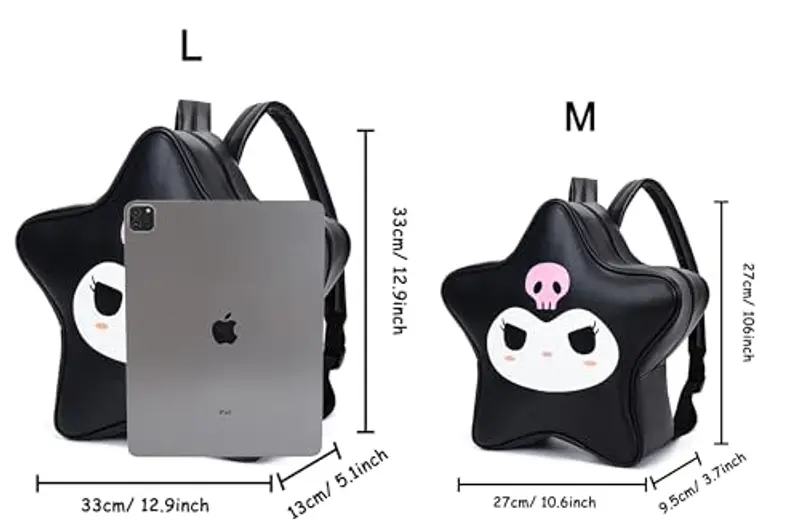 Roffatide Anime Cartoon Peluche Doll Zaino Kawaii Lolita JK Ragazze Borsa Regali di Compleanno, Kuromi ( L ), Taglia miniatura 2