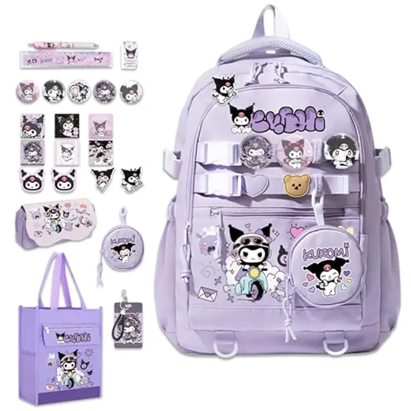 Roffatide Anime Zaino Borsa con spille carine Antifurto Laptop Zaino Viaggi Escursioni Zaini Zaino Nuovo Semestre