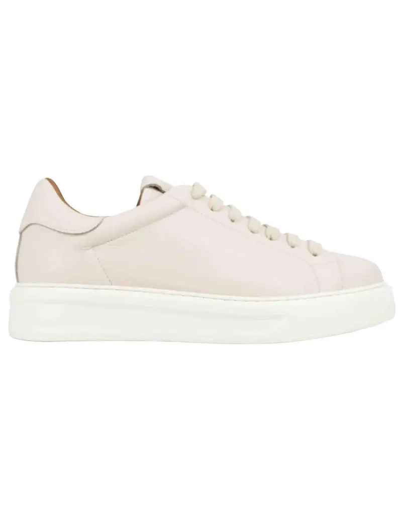 Sneakers uomo in pelle beige martellata con suola alta in gomma Uomo TAGO 5 015