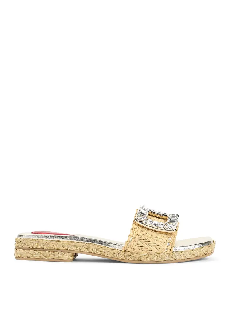 Strass Buckle Rafia 25 Espadrillas Crema