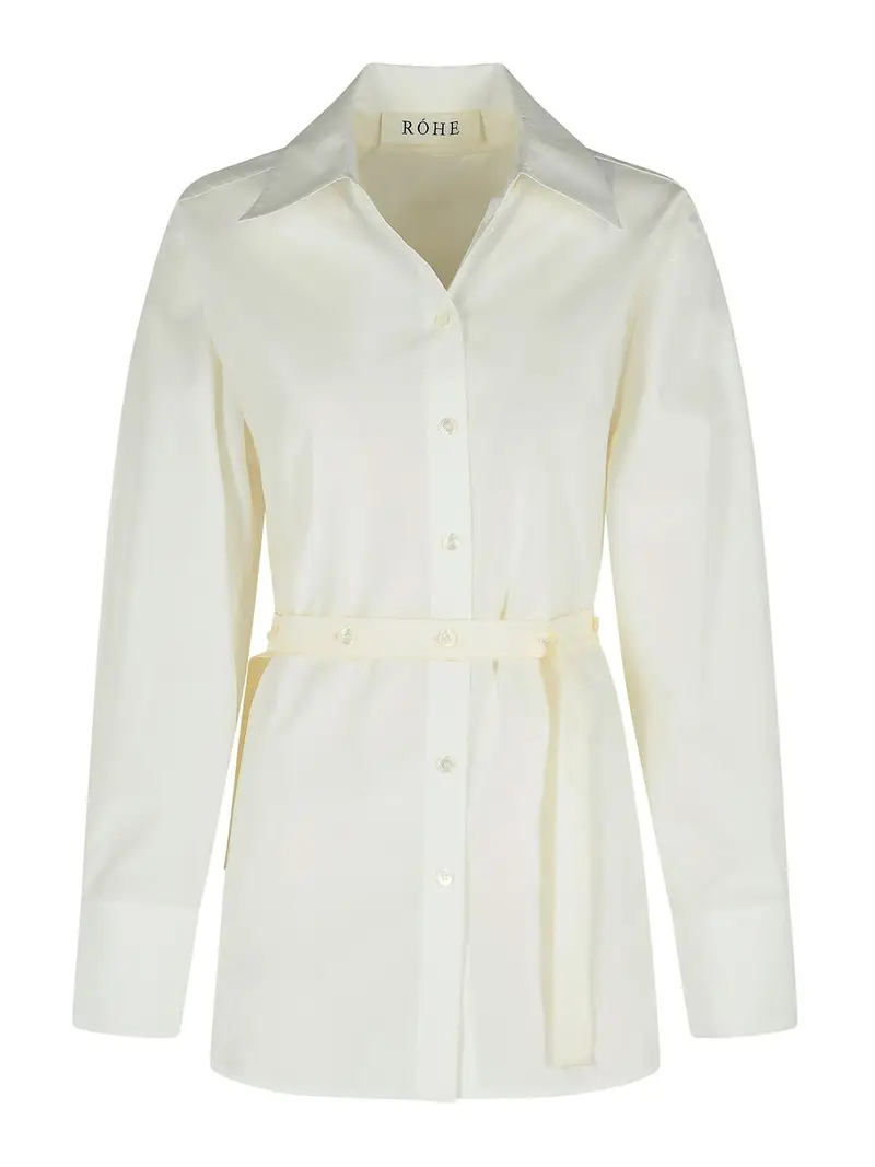 Camicia combinata di popeline di seta Bianco