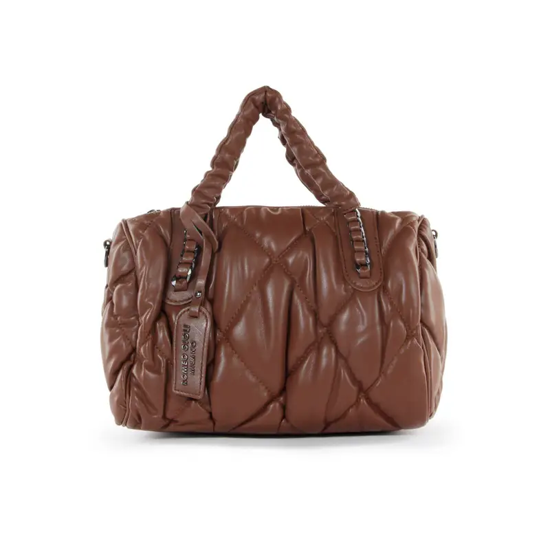 Bauletto marrone trapuntato con tracolla removibile