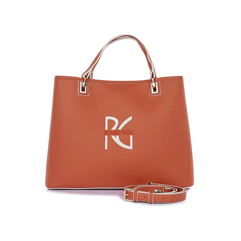 Borsa arancione da donna con maxi logo e tracolla removibile