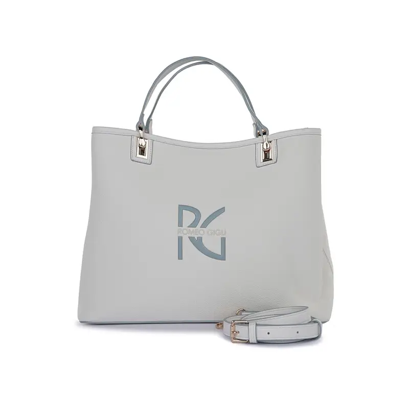 Borsa azzurra da donna con maxi logo e tracolla removibile