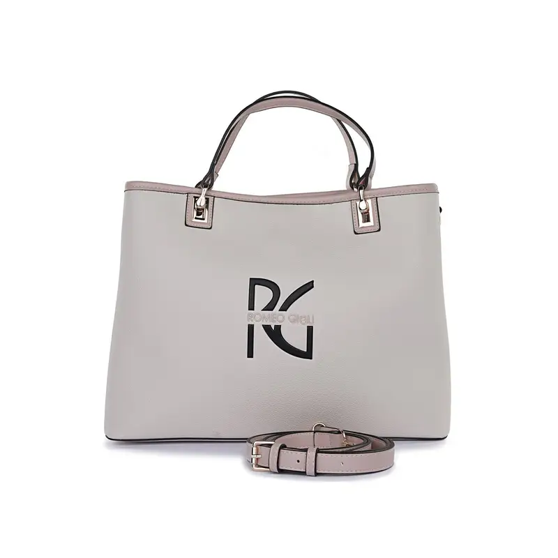 Borsa bianca da donna con maxi logo e tracolla removibile