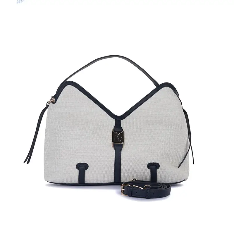 Borsa bianca da donna con tracolla removibile e logo