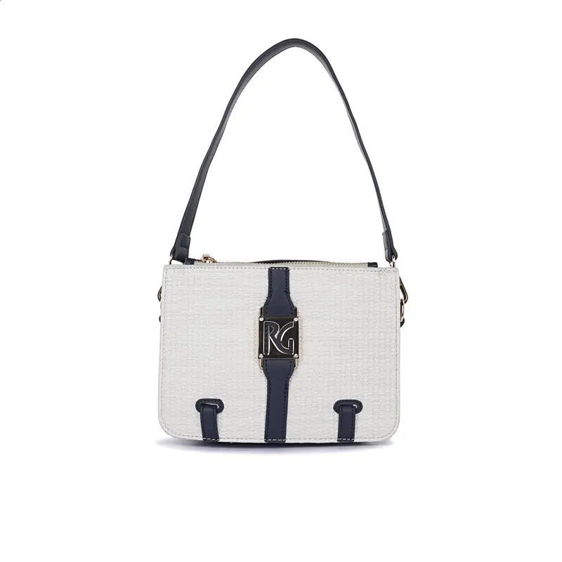 Borsa bianca da donna con tracolla removibile e maxi logo