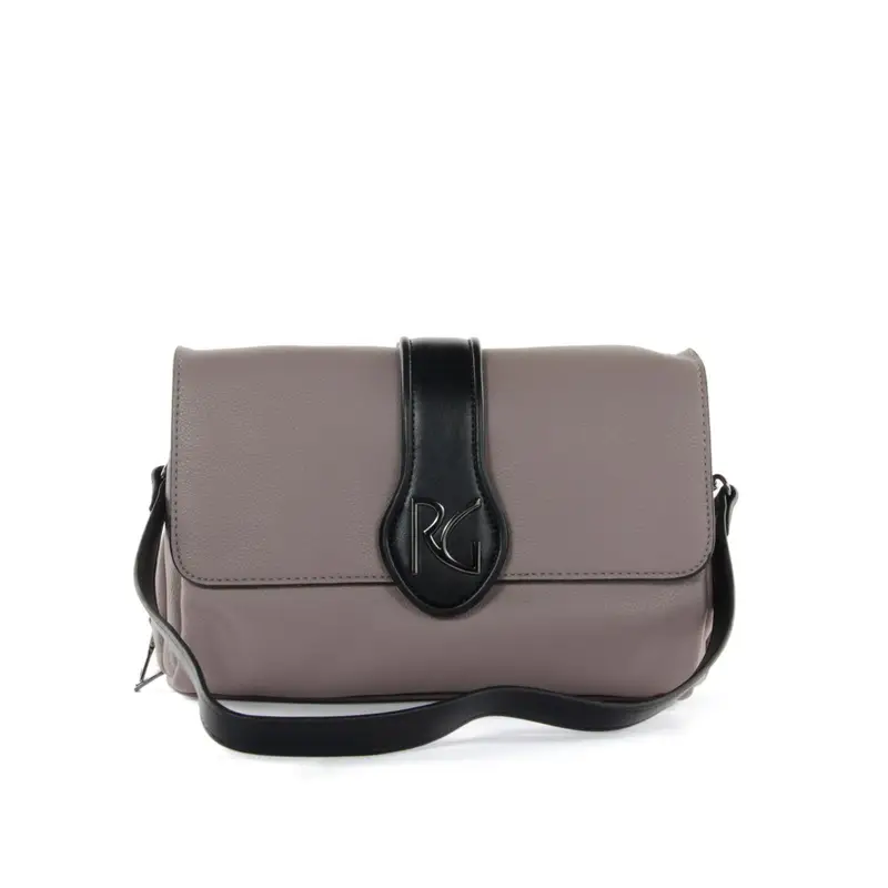 Borsa grigia a spalla con maxi logo