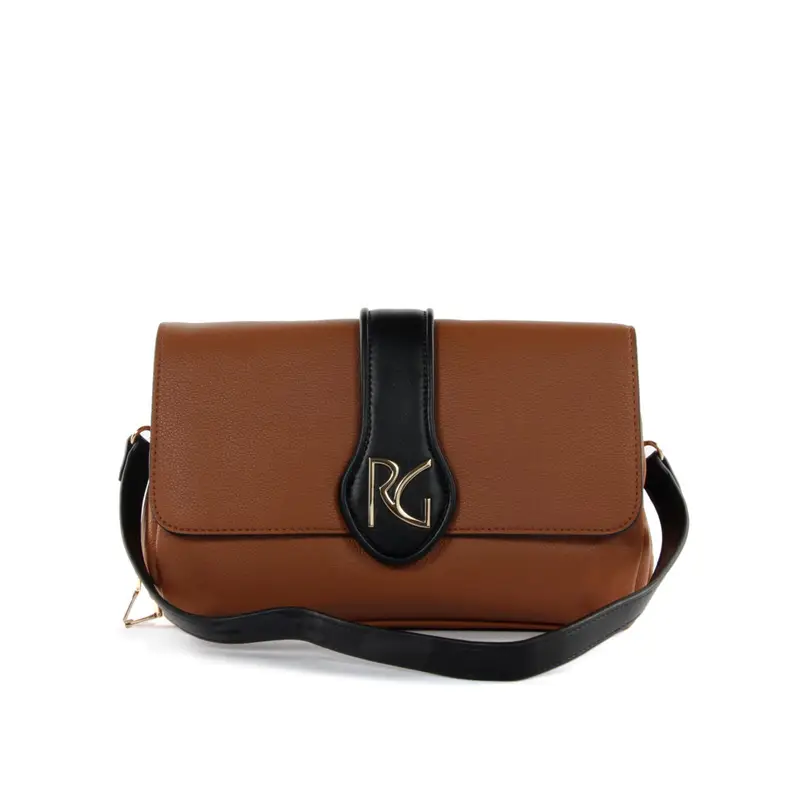 Borsa marrone a spalla con maxi logo