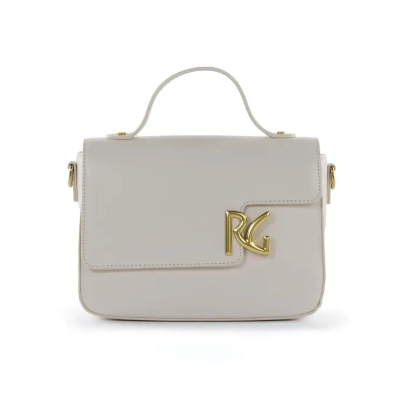 Borsetta a mano bianca con maxi logo e tracolla removibile