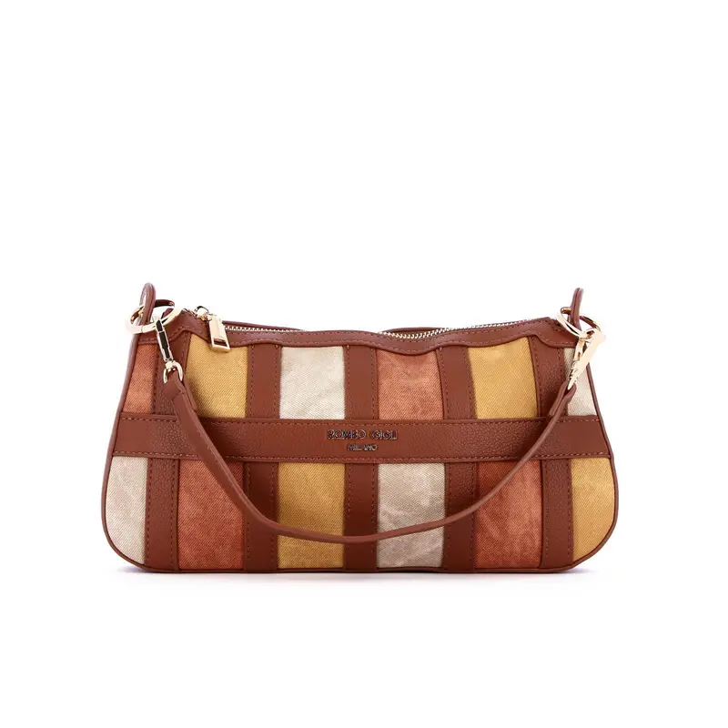 Borsetta baguette marrone a spalla con zip