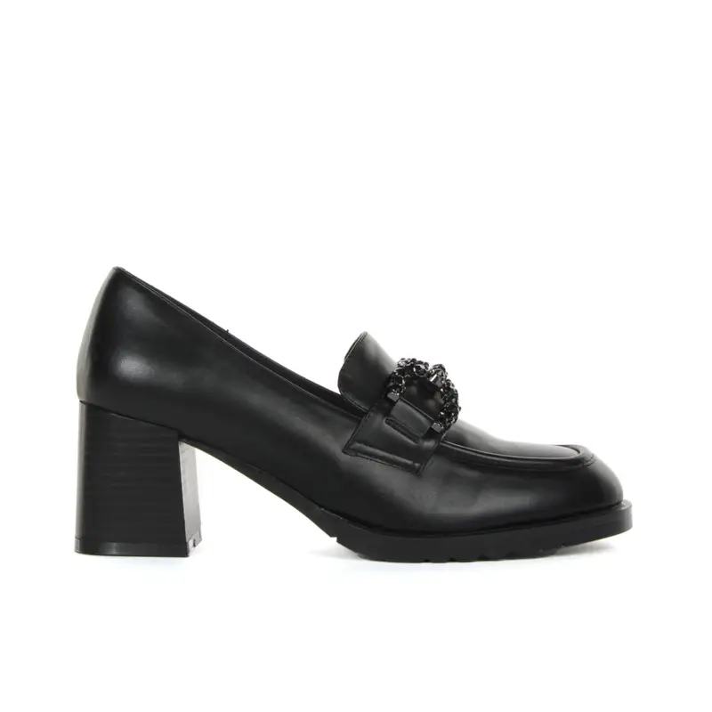 Decolletè nere con tacco medio largo e morsetto