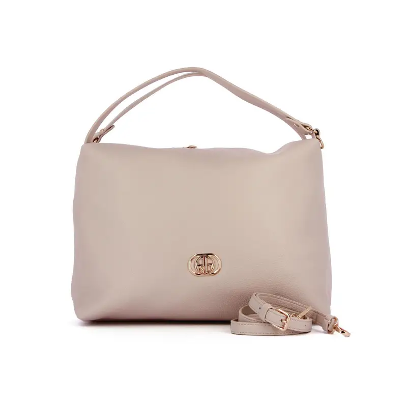 Hobo bag beige con tracolla removibile