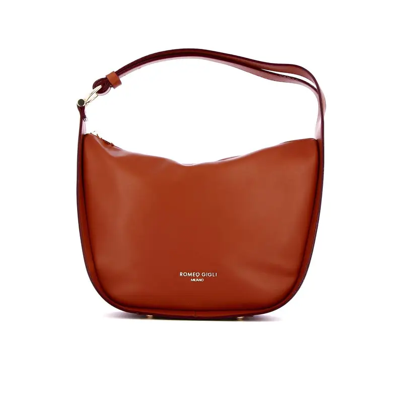 Hobo bag marrone con logo e zip