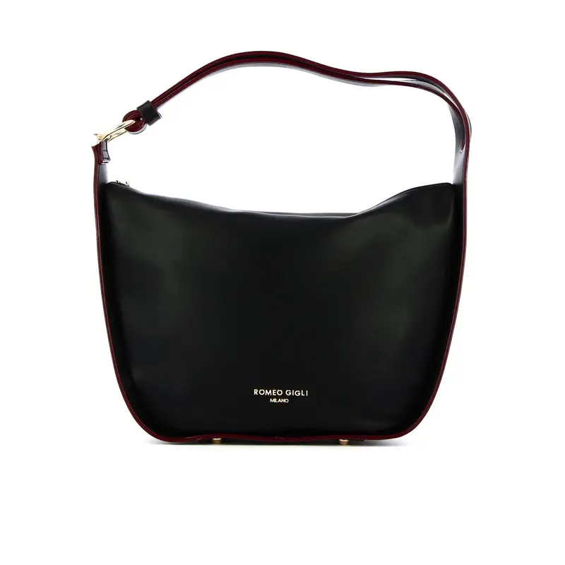 Hobo bag nera con logo e zip