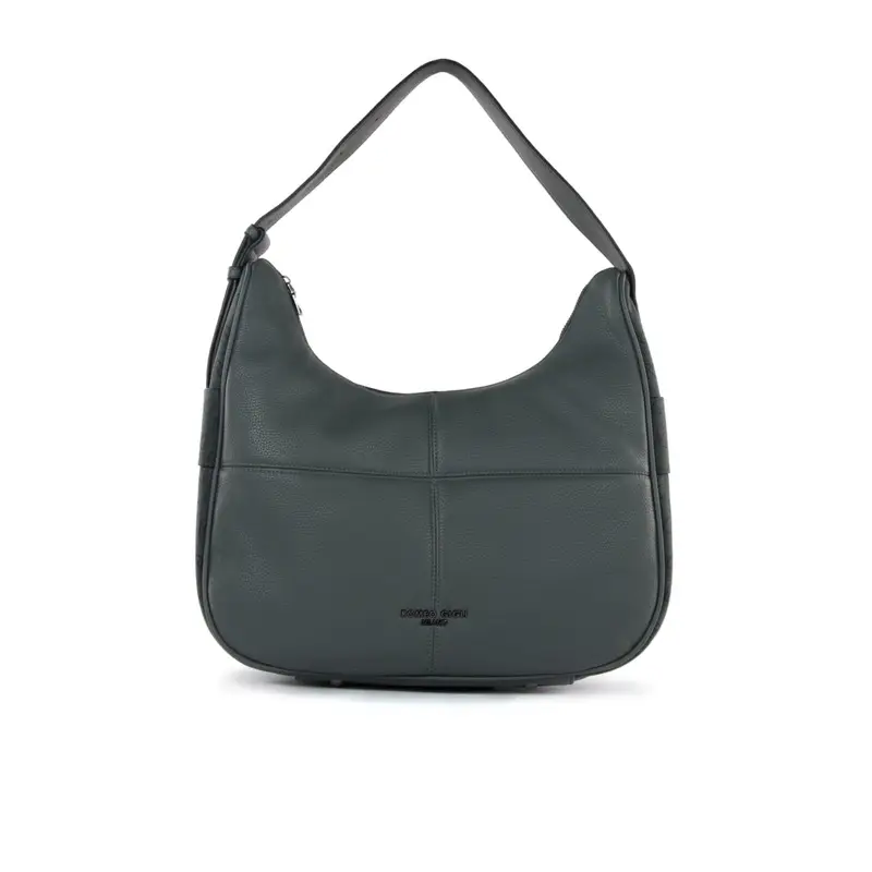 Hobo bag verde con logo e inserti laterali in stampa multilogo