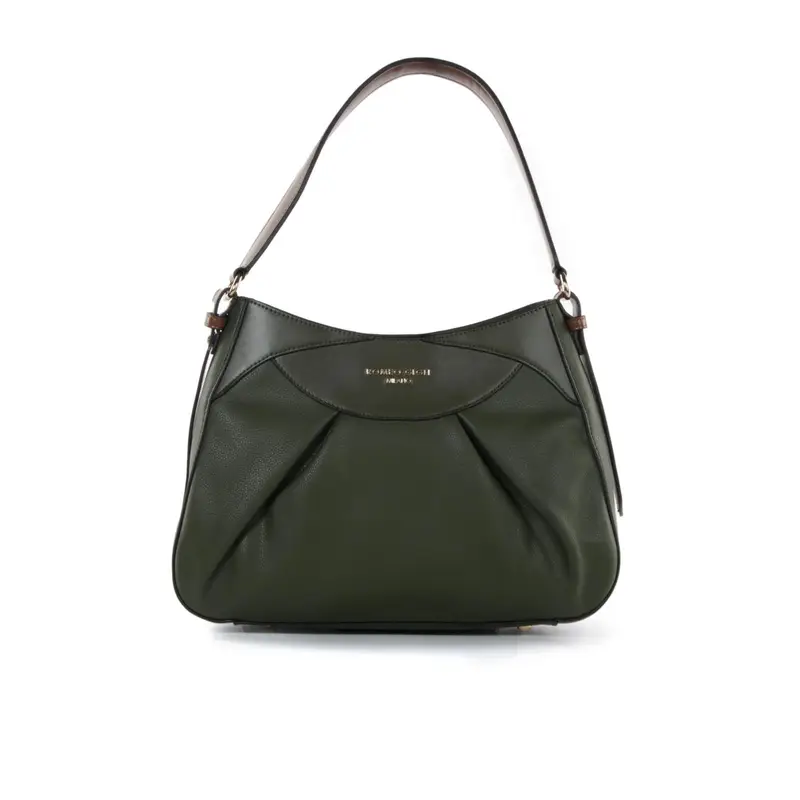 Hobo bag verde morbida con logo e zip