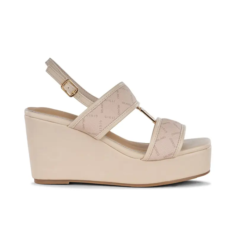 Sandali rosa da donna in pelle con zeppa