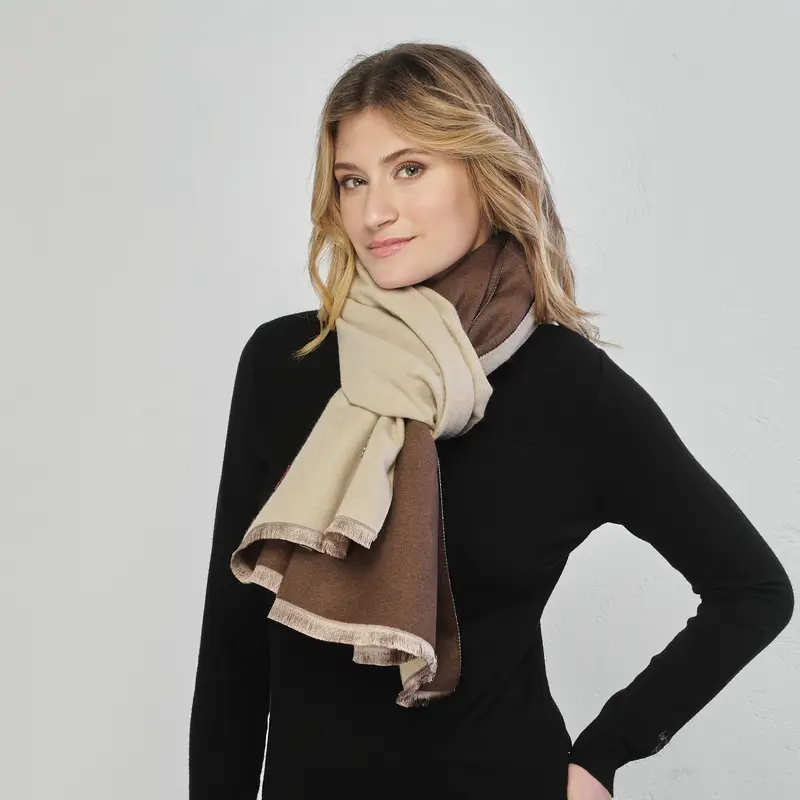 Sciarpa beige e marrone bicolor