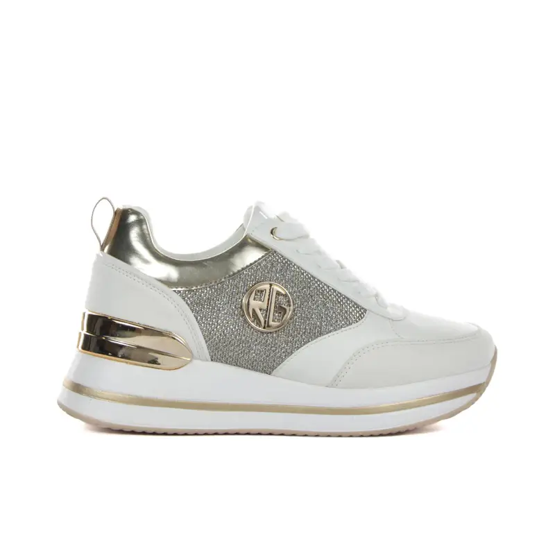 Sneakers bianche con logo e suola platform