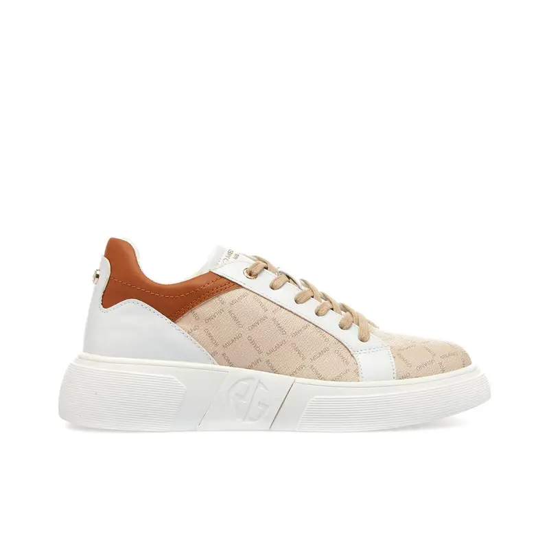 Sneakers bianche con suola platform e mini loghi