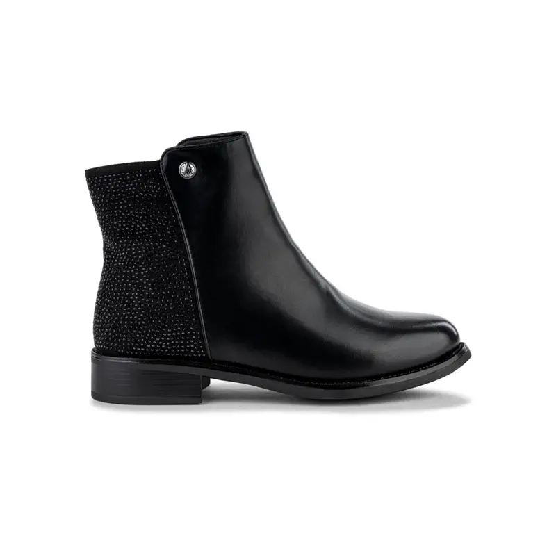 Stivaletti neri bassi eleganti da donna con inserto strass