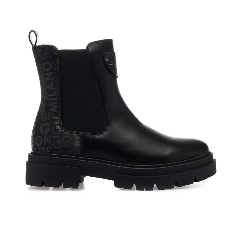 Stivaletti neri bassi modello chelsea con loghi