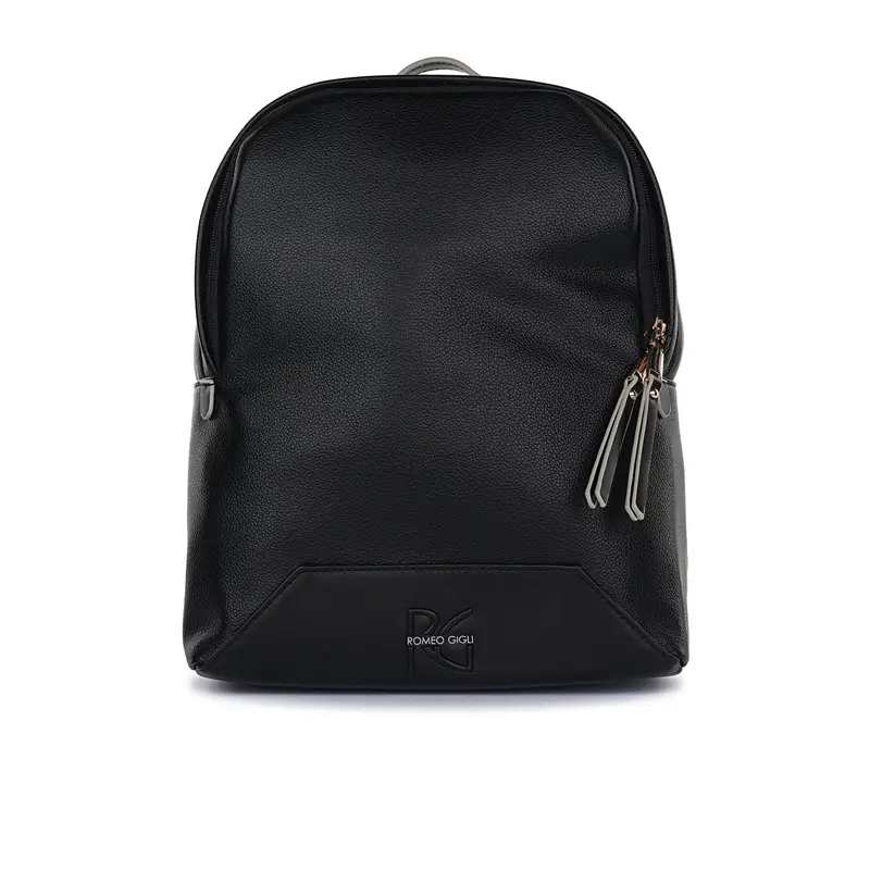 Zainetto nero da donna beige con zip e maxi logo