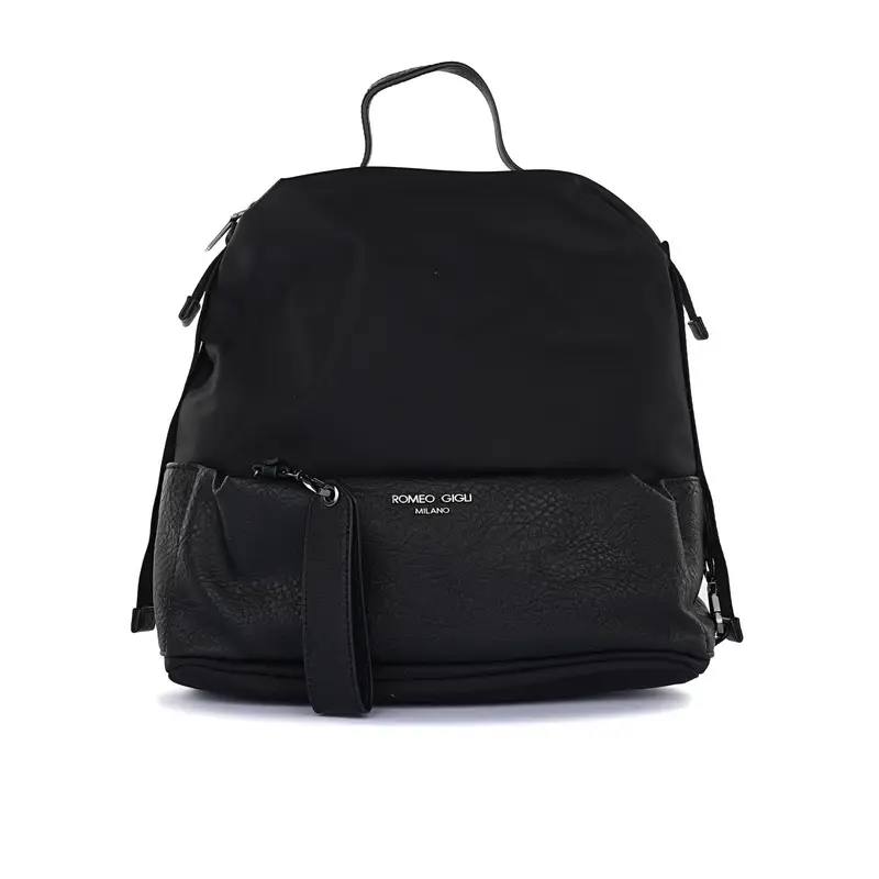 Zainetto nero da donna con maxi tascone frontale