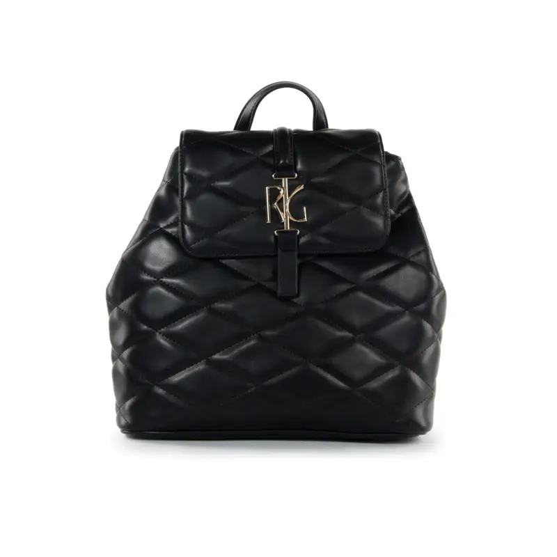 Zainetto nero effetto trapuntato con logo