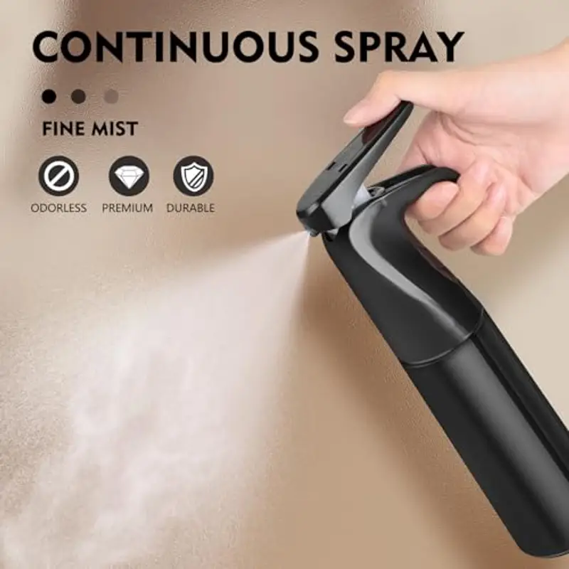 Romon Spray Capelli, 300 ML Nebulizzatore Acqua, Bottigliette Spray Flacone Spray, Spruzzatore A Pressione Continuo Ultra Fine Parrucchieri, Accessori Per Parrucchiere, Flacone Spray Per Piante, Nero miniatura 3