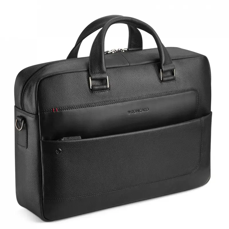 Roncato Borsa Porta Computer in Vera Pelle Nero
