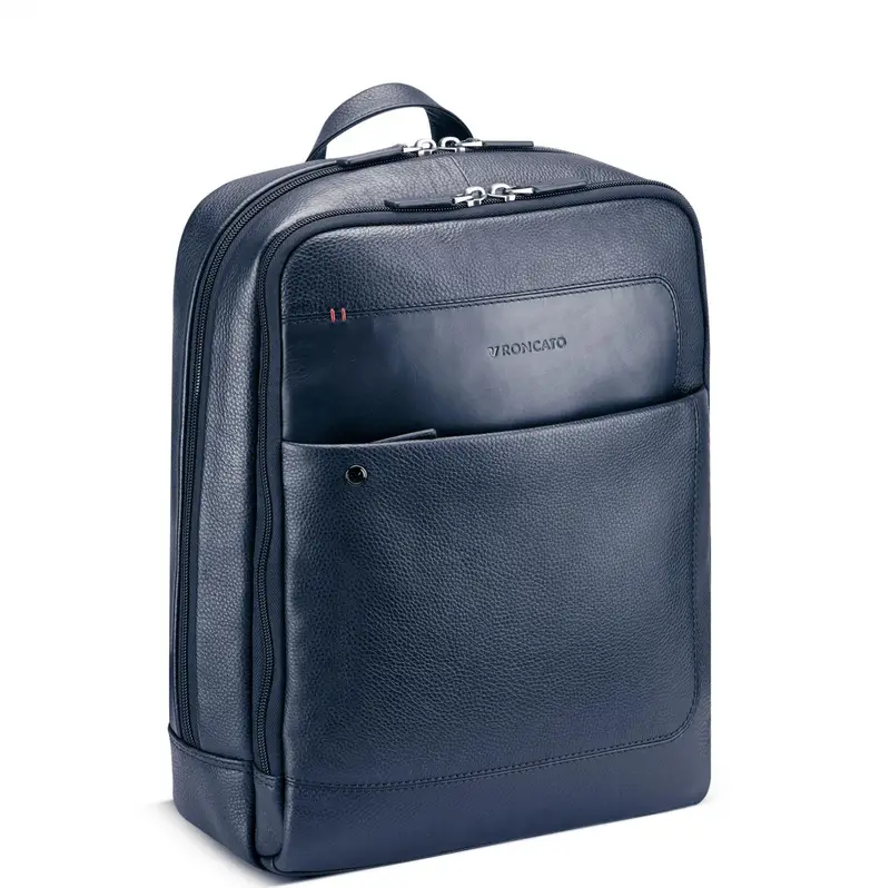 Roncato Zaino in Pelle Porta PC 15, 6" Blu Navy
