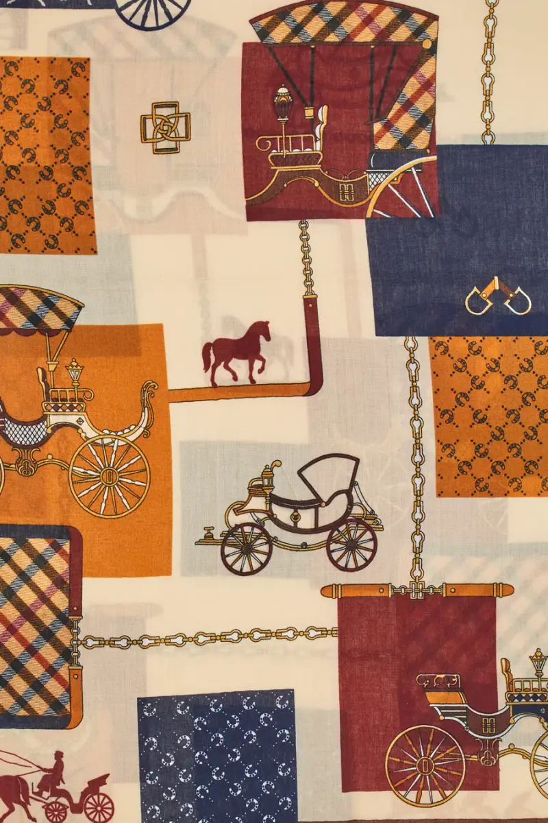 Foulard multicolore con stampa carrozza Roncato 46, 003, 30 [MARRONE] miniatura 2