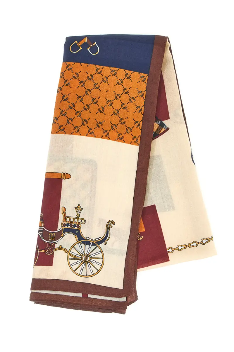 Foulard multicolore con stampa carrozza Roncato 46, 003, 30 [MARRONE]