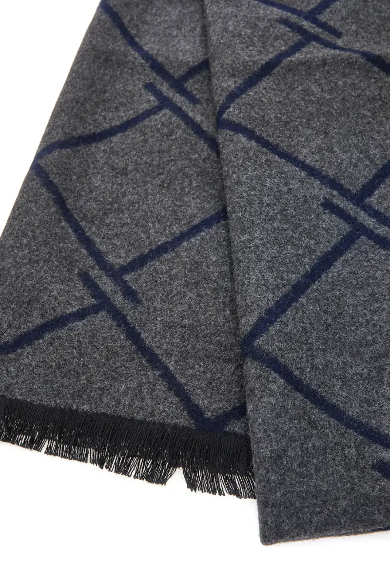 Sciarpa grigia fantasia geometrica double face Roncato 46, 003, 18 [NERO] miniatura 2