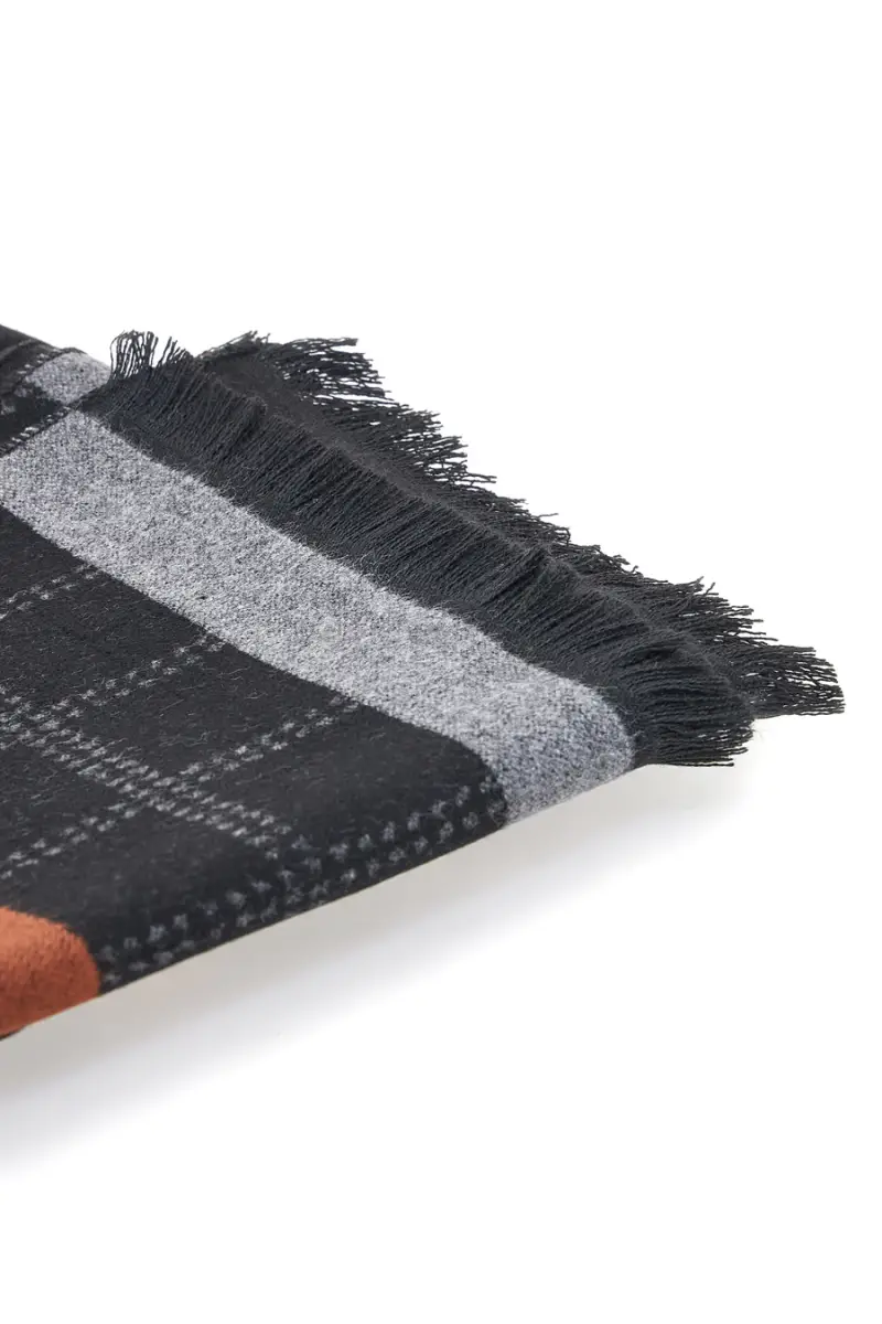 Sciarpa in viscosa nera a quadri con righe RONCATO 46, 003, 06 [GRIGIO] miniatura 2