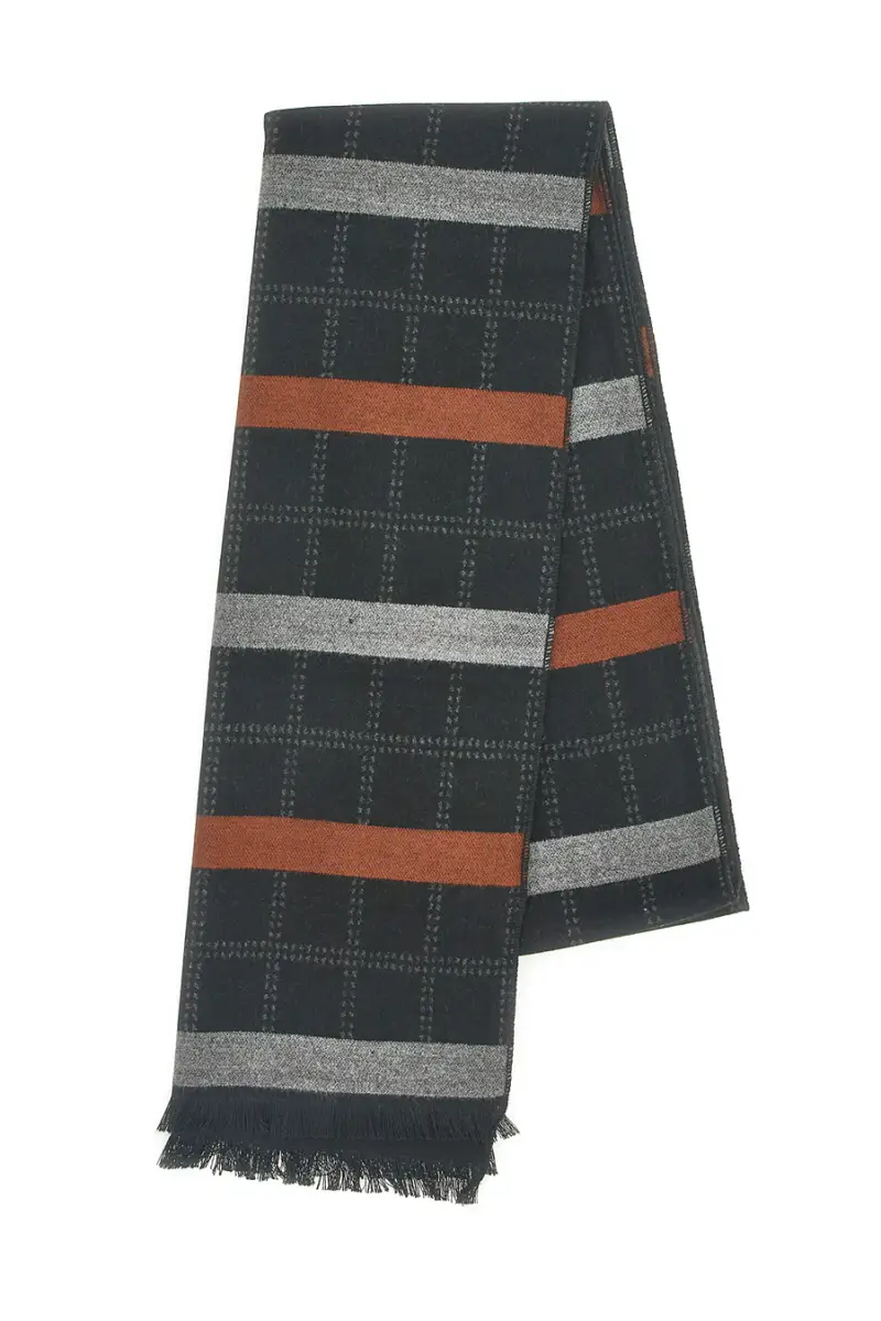 Sciarpa in viscosa nera a quadri con righe RONCATO 46, 003, 06 [GRIGIO]