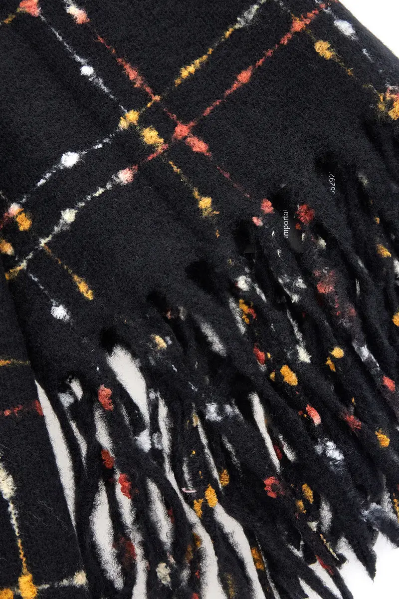 Sciarpa nera fantasia a quadri calda Roncato 46, 003, 52 [NERO] miniatura 4