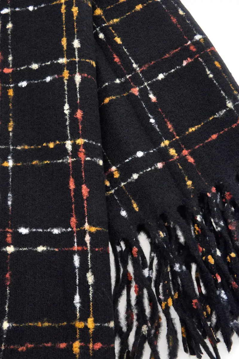 Sciarpa nera fantasia a quadri calda Roncato 46, 003, 52 [NERO] miniatura 5