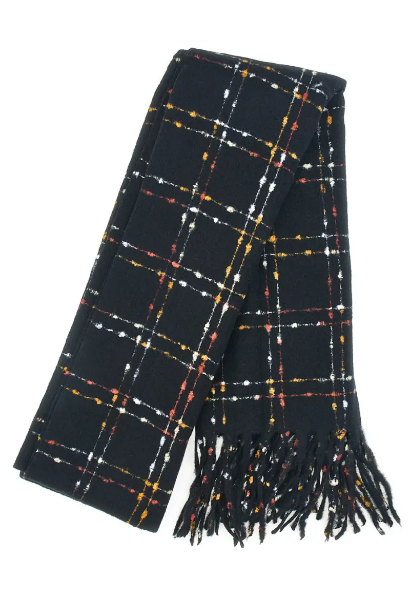 Sciarpa nera fantasia a quadri calda Roncato 46, 003, 52 [NERO]