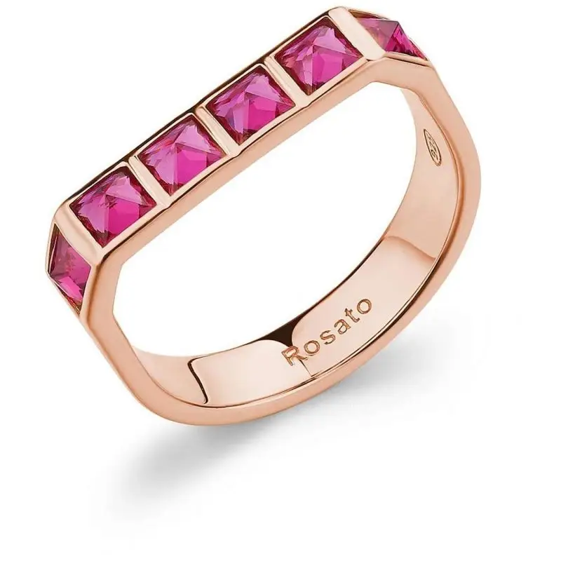 Anello Donna Gioielli Rosato Cubica - Argento 925 - Rubino