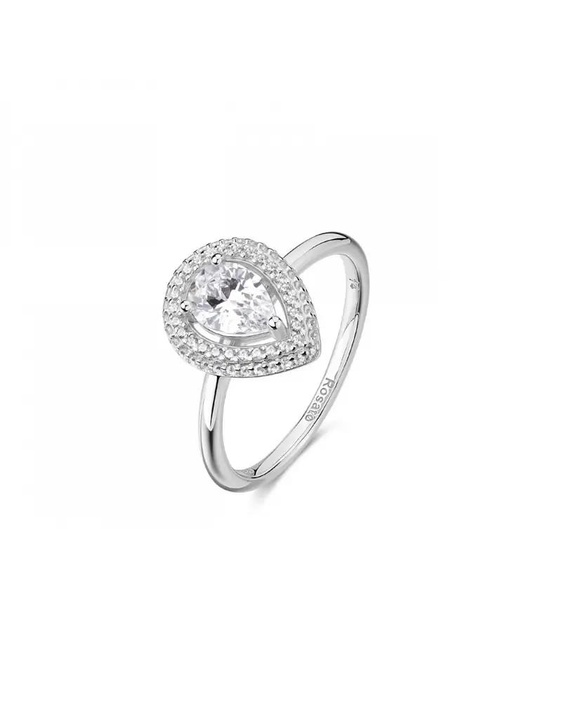 Anello ROSATO Anna in argento 925 RZAN31C con cristallo a forma di goccia Misura 16
